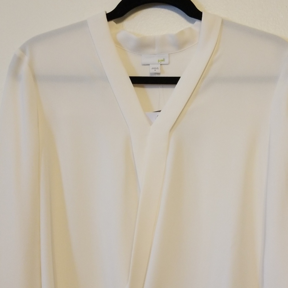 J.Jill cream draped-front wrap top - Picture 4 of 8